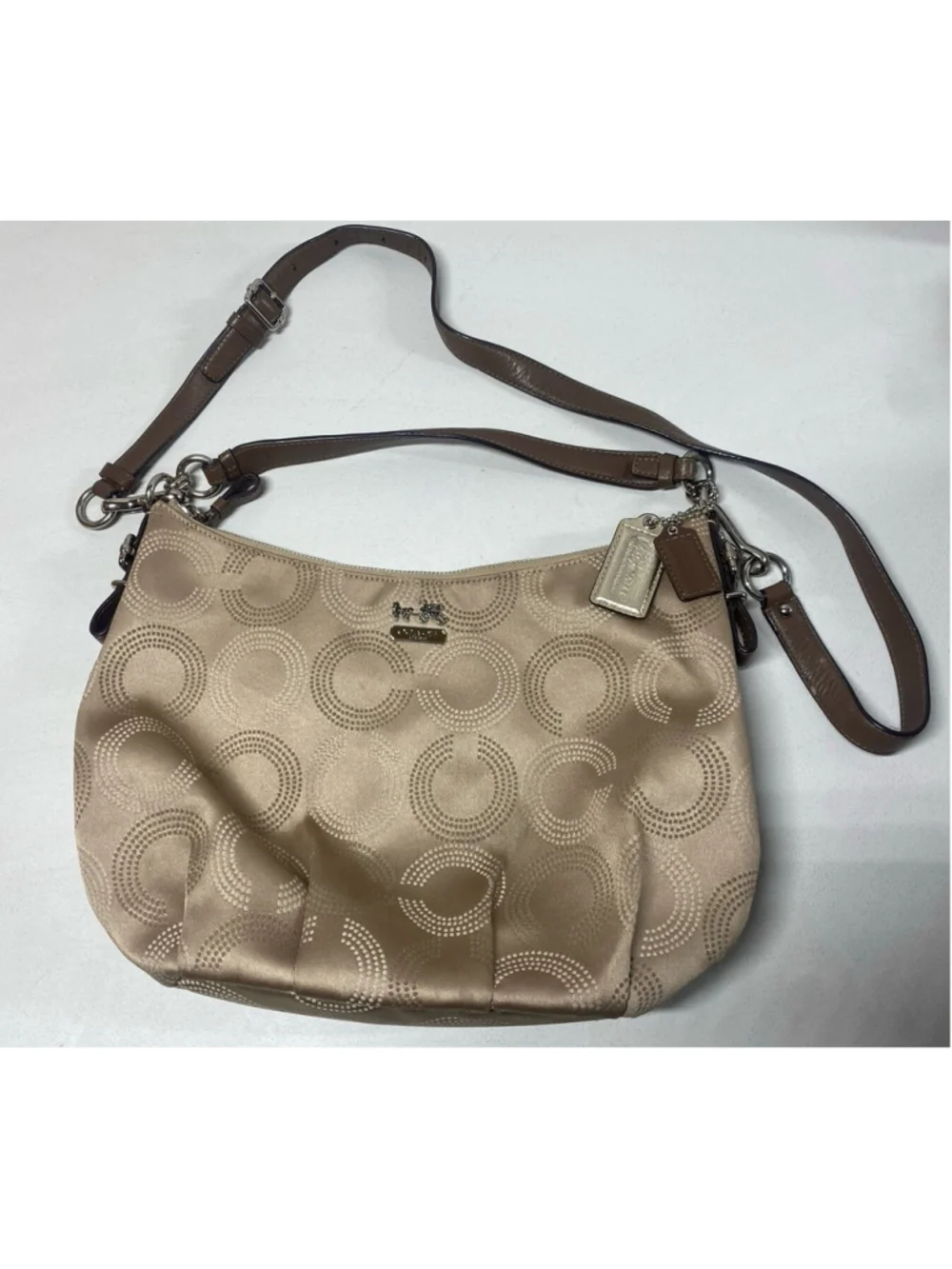 Vintage COACH MADISON Tan Jacquard Hobo Shoulder Bag F15929